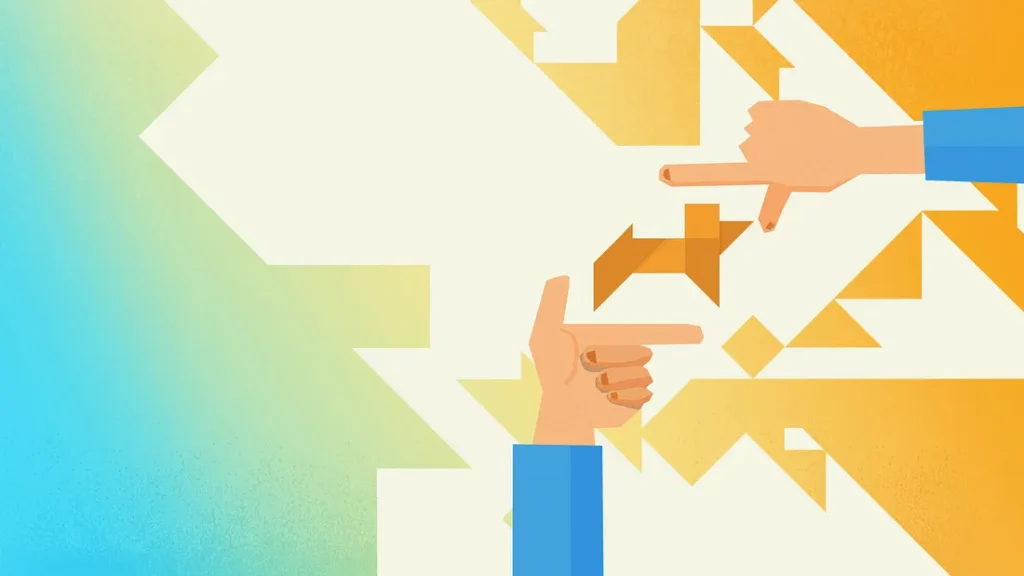 تصویری از افراد با نقش‌های مختلف (مهندسی، محصول و غیره) که با هم برای ساختن یک تجربه کاربری همکاری می‌کنند.